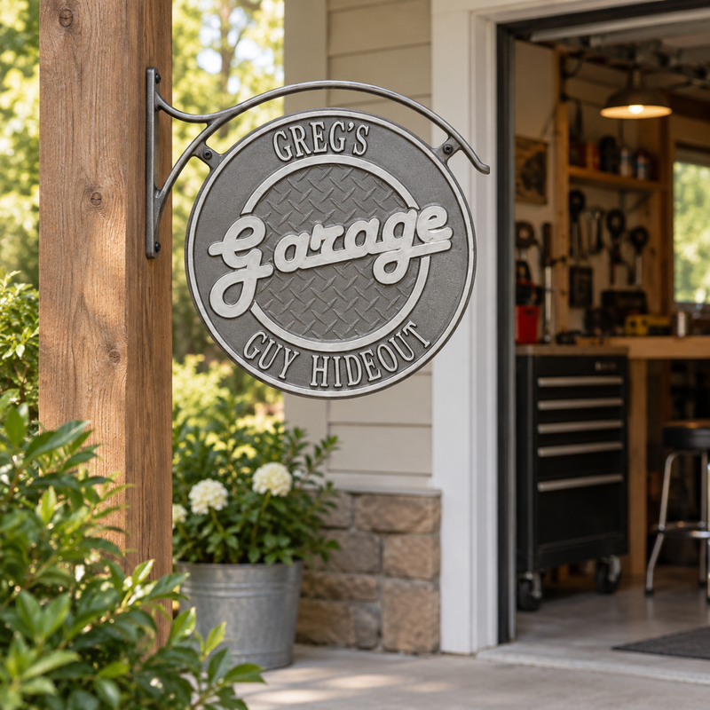 Hanging Garage Plaque & Bracket