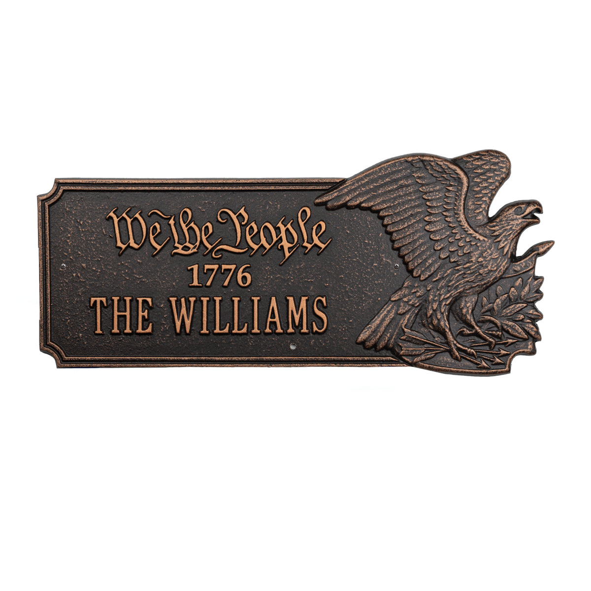 We The People 1776 Eagle Plaque, Standard Wall 1-line in Oil Rubbed Bronze