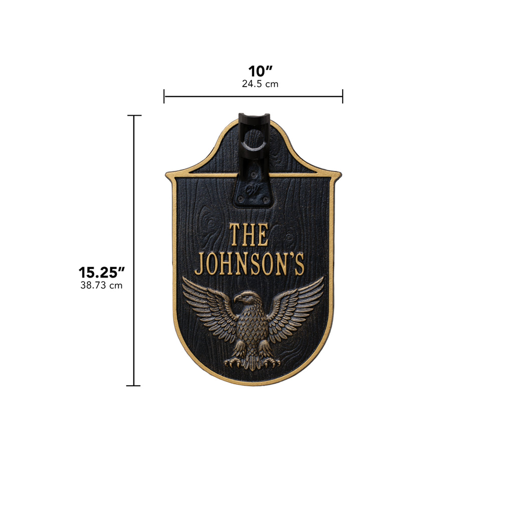 Personalized Eagle Flagpole Holder Plaque dimensions