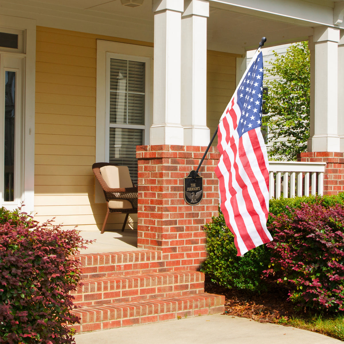 Personalized Eagle Flagpole Holder Plaque lifestyle view