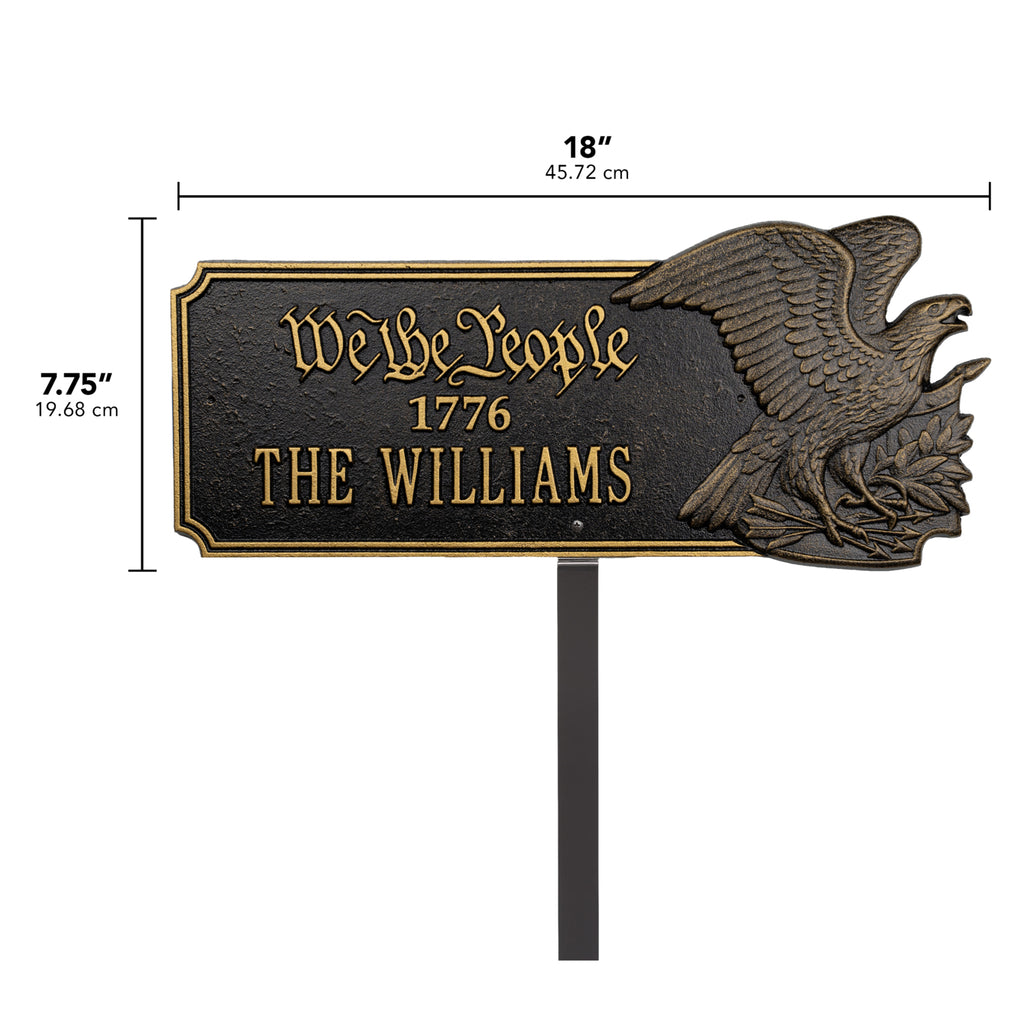 We the People Personalized Eagle Lawn Plaque dimensions