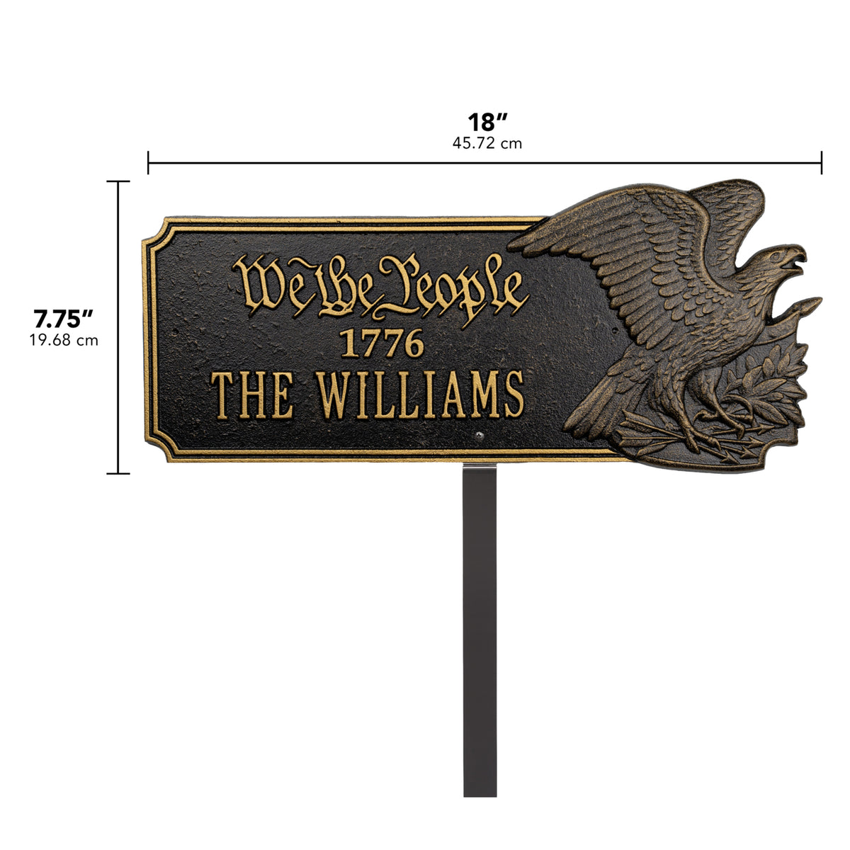 We the People Personalized Eagle Lawn Plaque dimensions