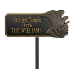 We The People 1776 Eagle Plaque, Standard Lawn 1-line in Black / Gold