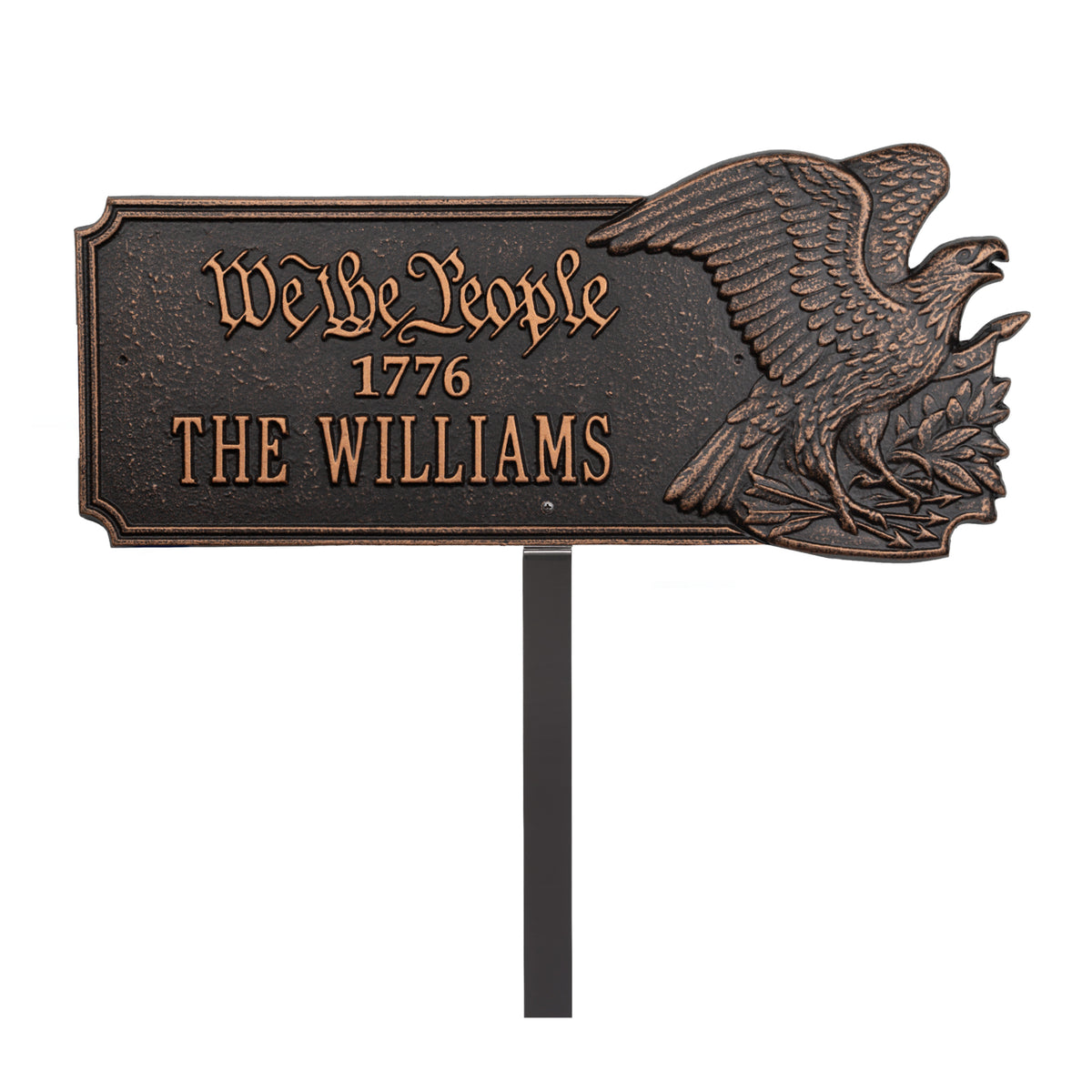 We The People 1776 Eagle Plaque, Standard Lawn 1-line in Oil Rubbed Bronze