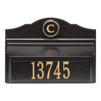 Colonial Wall Mailbox with Plaque & Monogram: Black/Gold original Whitehall photograph