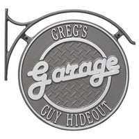 Hanging Garage Plaque & Bracket: Pewter/Silver original Whitehall photograph