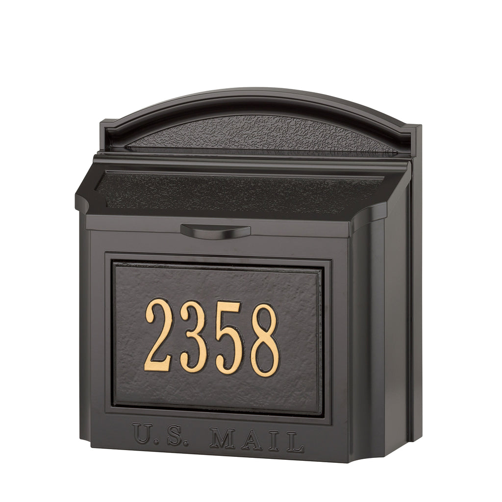 Personalized Wall Mailbox: Black / Gold original Whitehall photograph