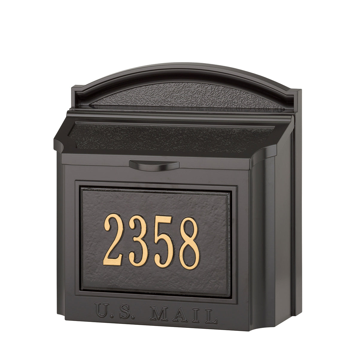 Personalized Wall Mailbox: Black / Gold original Whitehall photograph