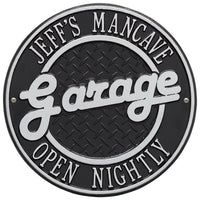 Personalized Garage Plaque: Black/Silver original Whitehall photograph