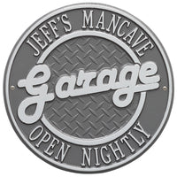 Personalized Garage Plaque: Pewter/Silver original Whitehall photograph