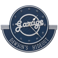 Personalized Garage Clock: Dark Blue/Silver original Whitehall photograph