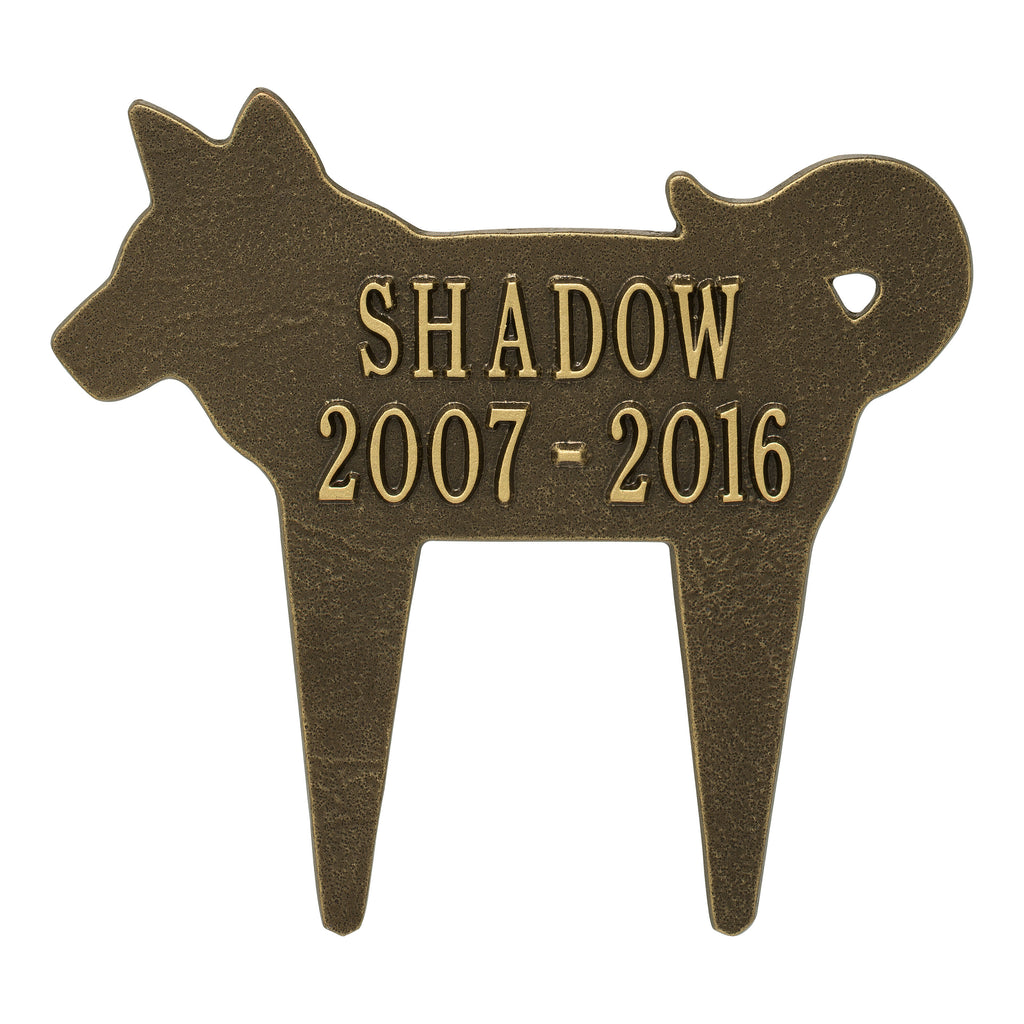Dog Silhouette Memorial Plaque: Antique Brass original Whitehall photograph