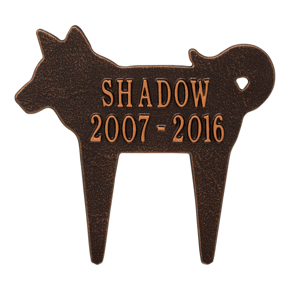 Dog Silhouette Memorial Plaque: Antique Copper original Whitehall photograph