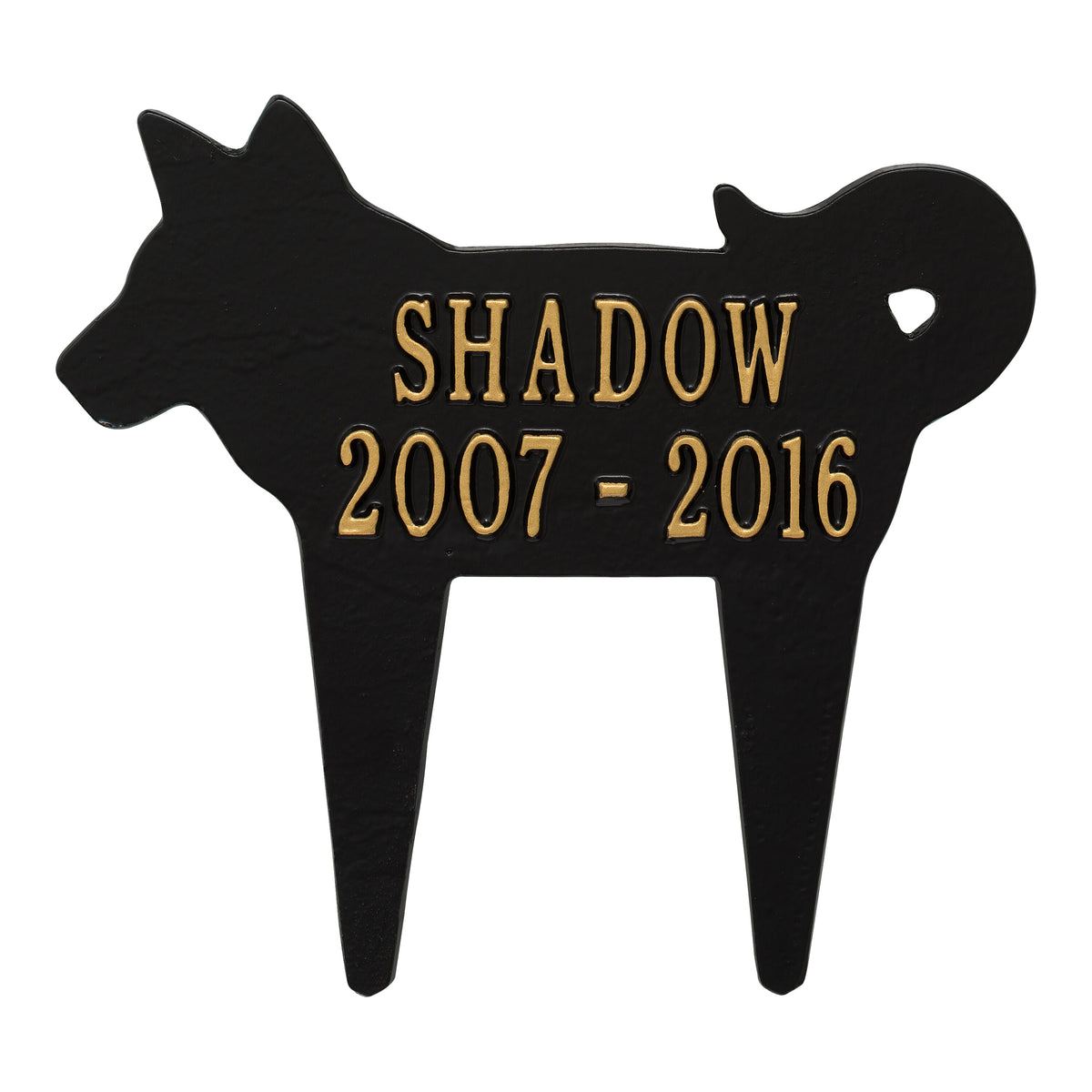 Dog Silhouette Memorial Plaque: Black/Gold original Whitehall photograph