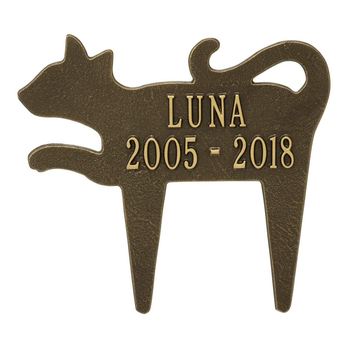 Cat Silhouette Memorial Plaque: Antique Brass original Whitehall photograph