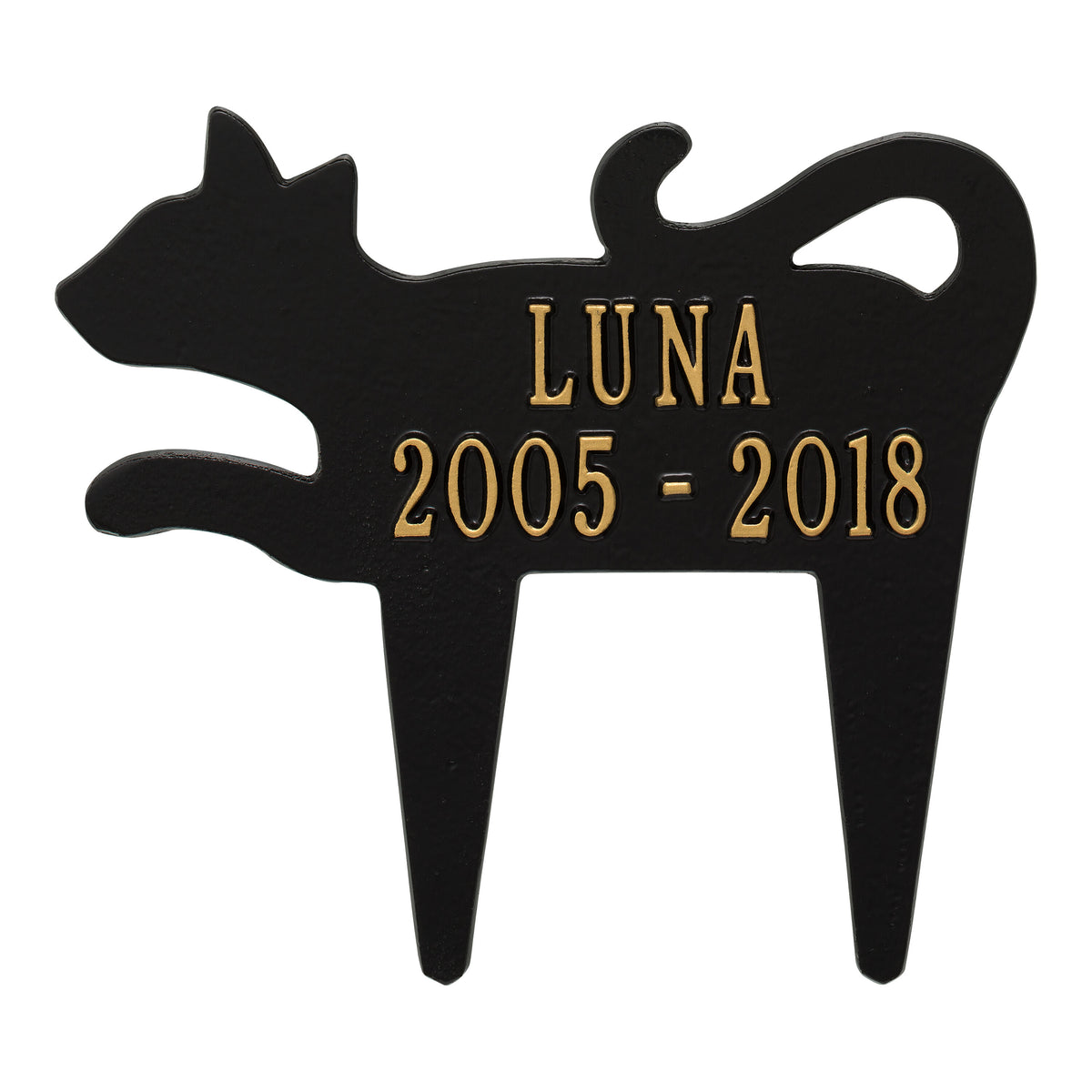 Cat Silhouette Memorial Plaque: Black/Gold original Whitehall photograph