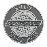 Victory Lane Garage Plaque: Pewter/Silver original Whitehall photograph