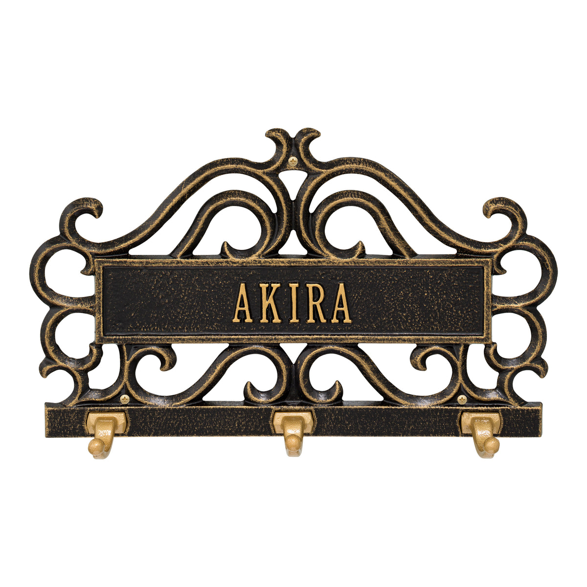Scroll Personalized Leash Hook Plaque: Black/Gold original Whitehall photograph