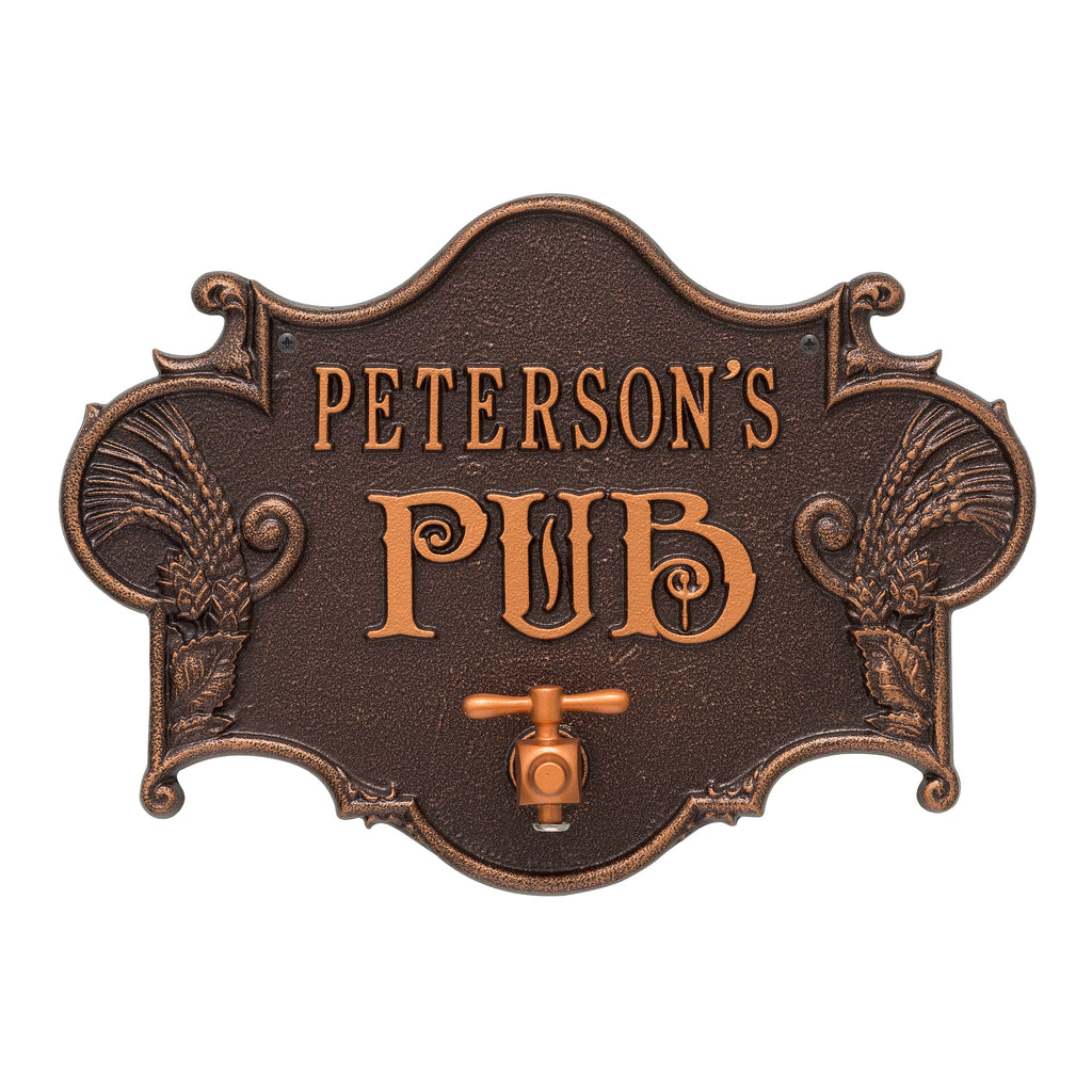 Hops & Barley Pub Plaque: Antique Copper original Whitehall photograph