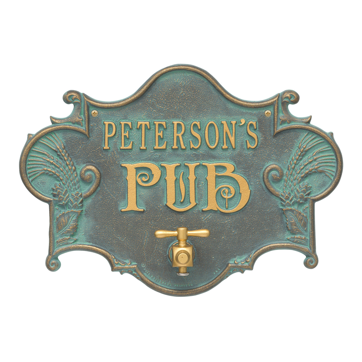 Hops & Barley Pub Plaque: Bronze Verdigris original Whitehall photograph