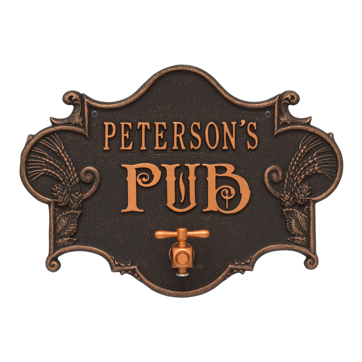 Hops & Barley Pub Plaque: Oil Rubbed Bronze original Whitehall photograph