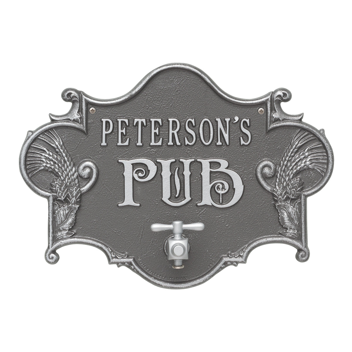 Hops & Barley Pub Plaque: Pewter / Silver original Whitehall photograph