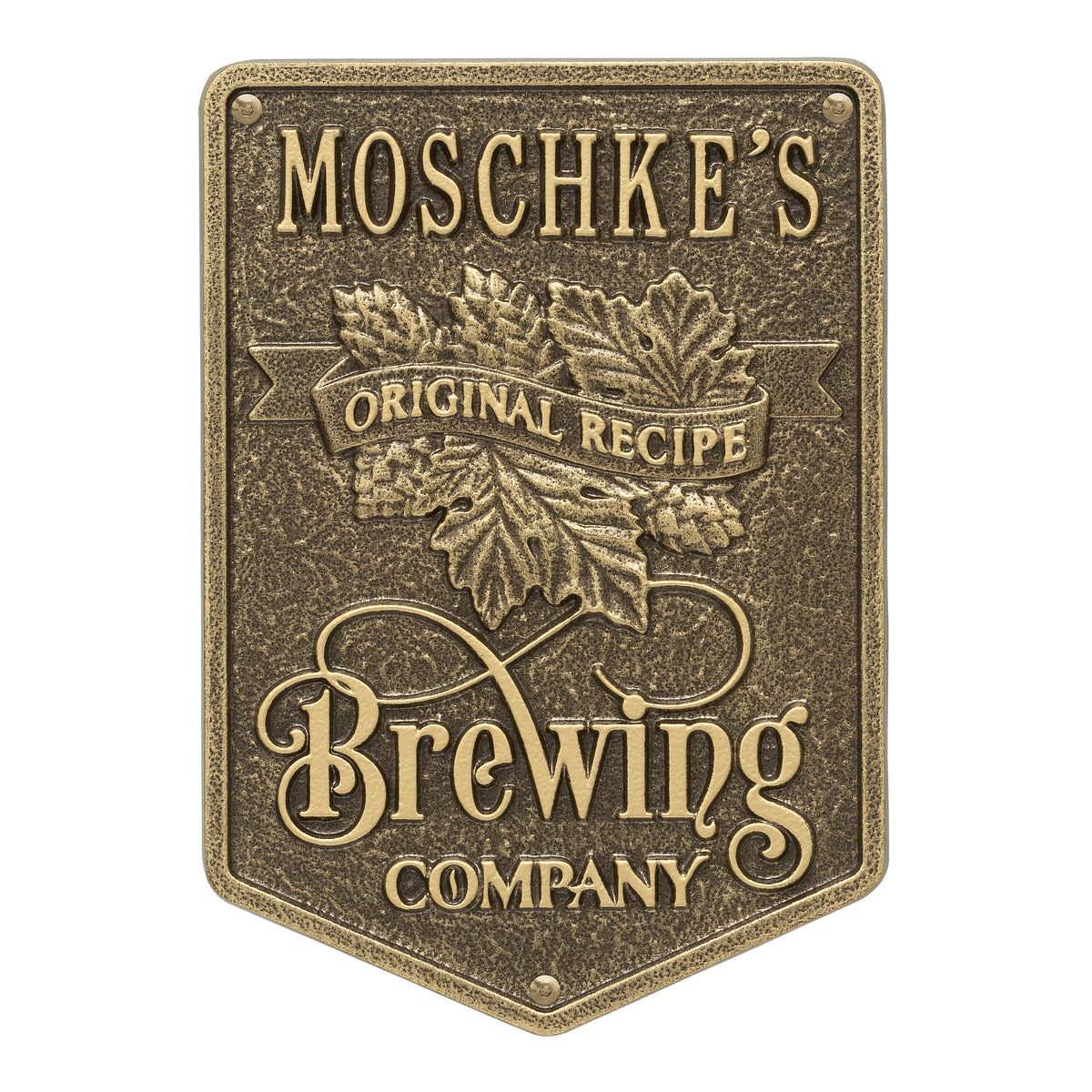 Original Recipe Brewing Company Plaque: Antique Brass original Whitehall photograph