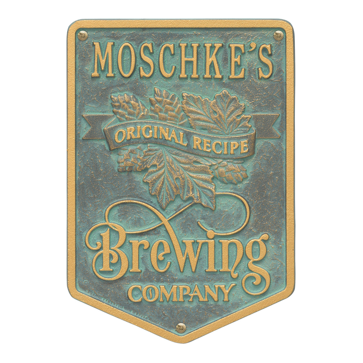 Original Recipe Brewing Company Plaque: Bronze Verdigris original Whitehall photograph