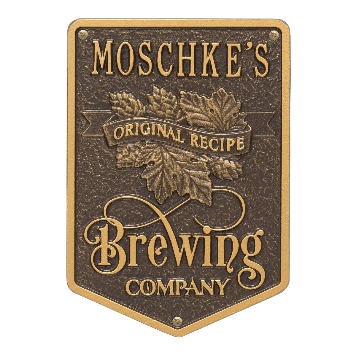Original Recipe Brewing Company Plaque: Dark Bronze / Gold original Whitehall photograph