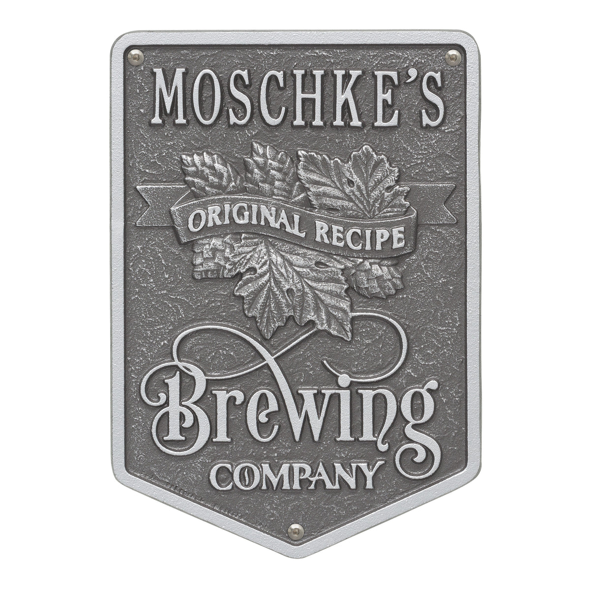 Original Recipe Brewing Company Plaque: Pewter / Silver original Whitehall photograph