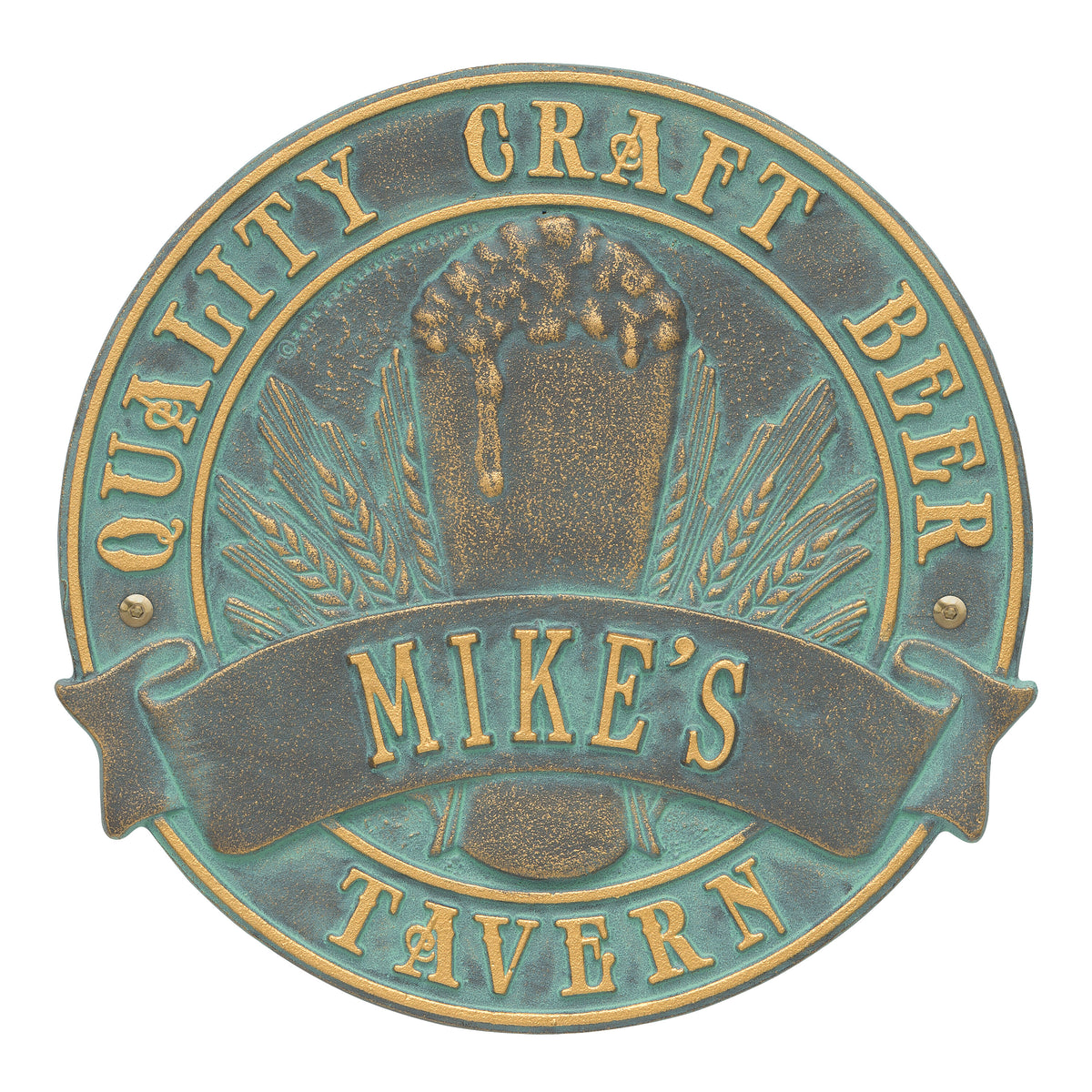 Quality Craft Beer Tavern Plaque: Bronze Verdigris original Whitehall photograph