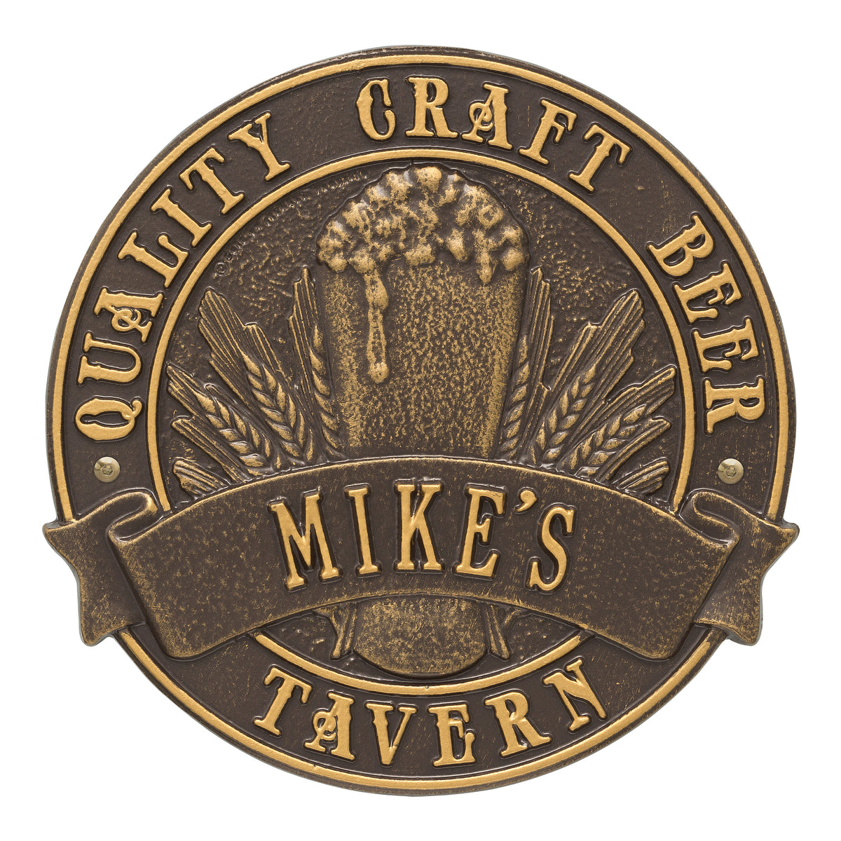 Quality Craft Beer Tavern Plaque: Dark Bronze / Gold original Whitehall photograph