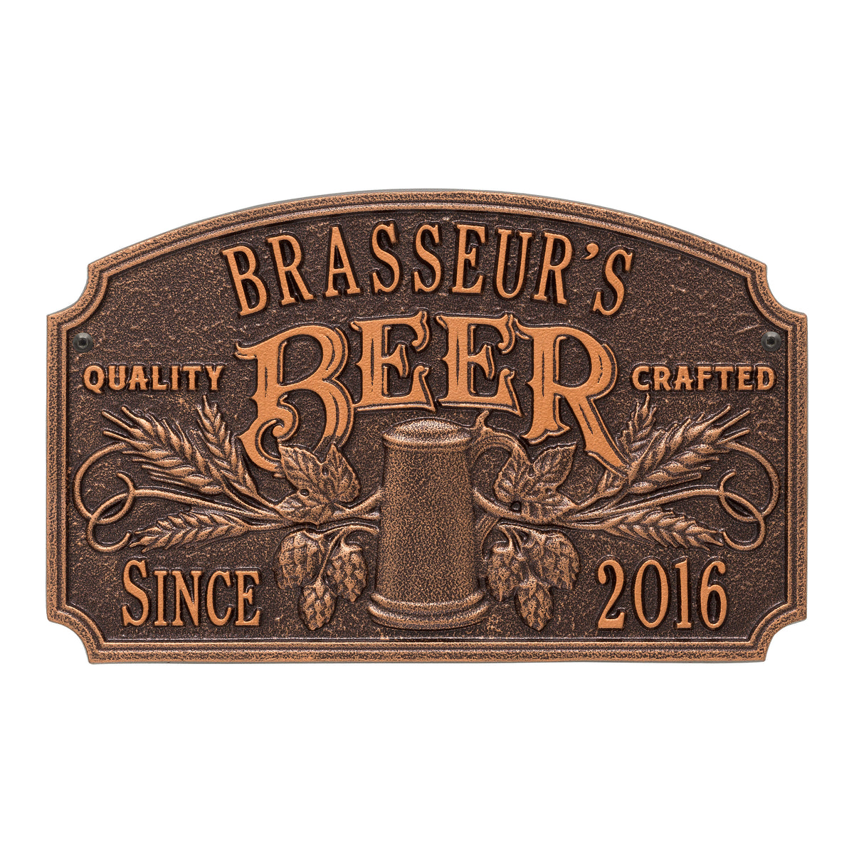 Quality Crafted Beer Arch Plaque: Antique Copper original Whitehall photograph