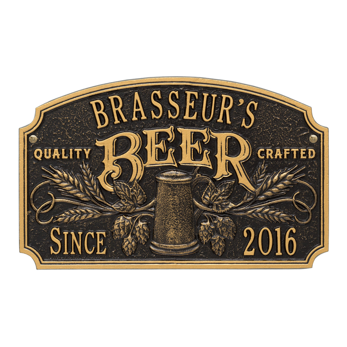 Quality Crafted Beer Arch Plaque: Black / Gold original Whitehall photograph