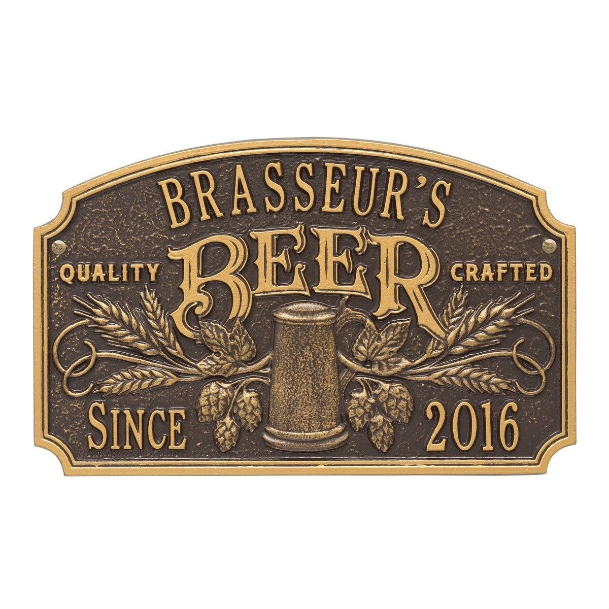 Quality Crafted Beer Arch Plaque: Dark Bronze / Gold original Whitehall photograph