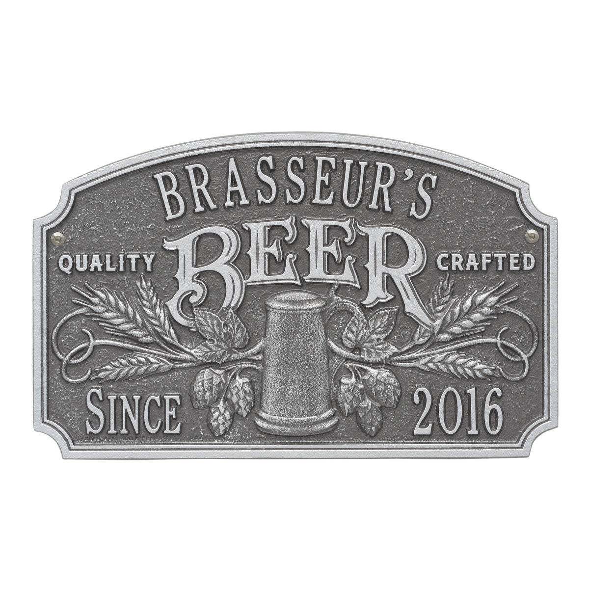 Quality Crafted Beer Arch Plaque: Pewter / Silver original Whitehall photograph