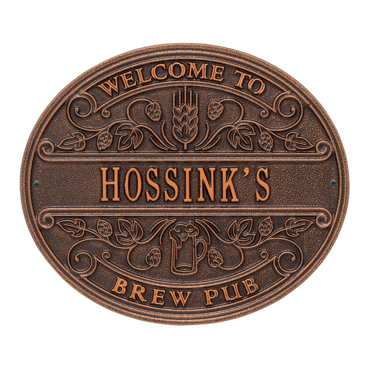 Brew Pub Welcome Plaque: Antique Copper original Whitehall photograph