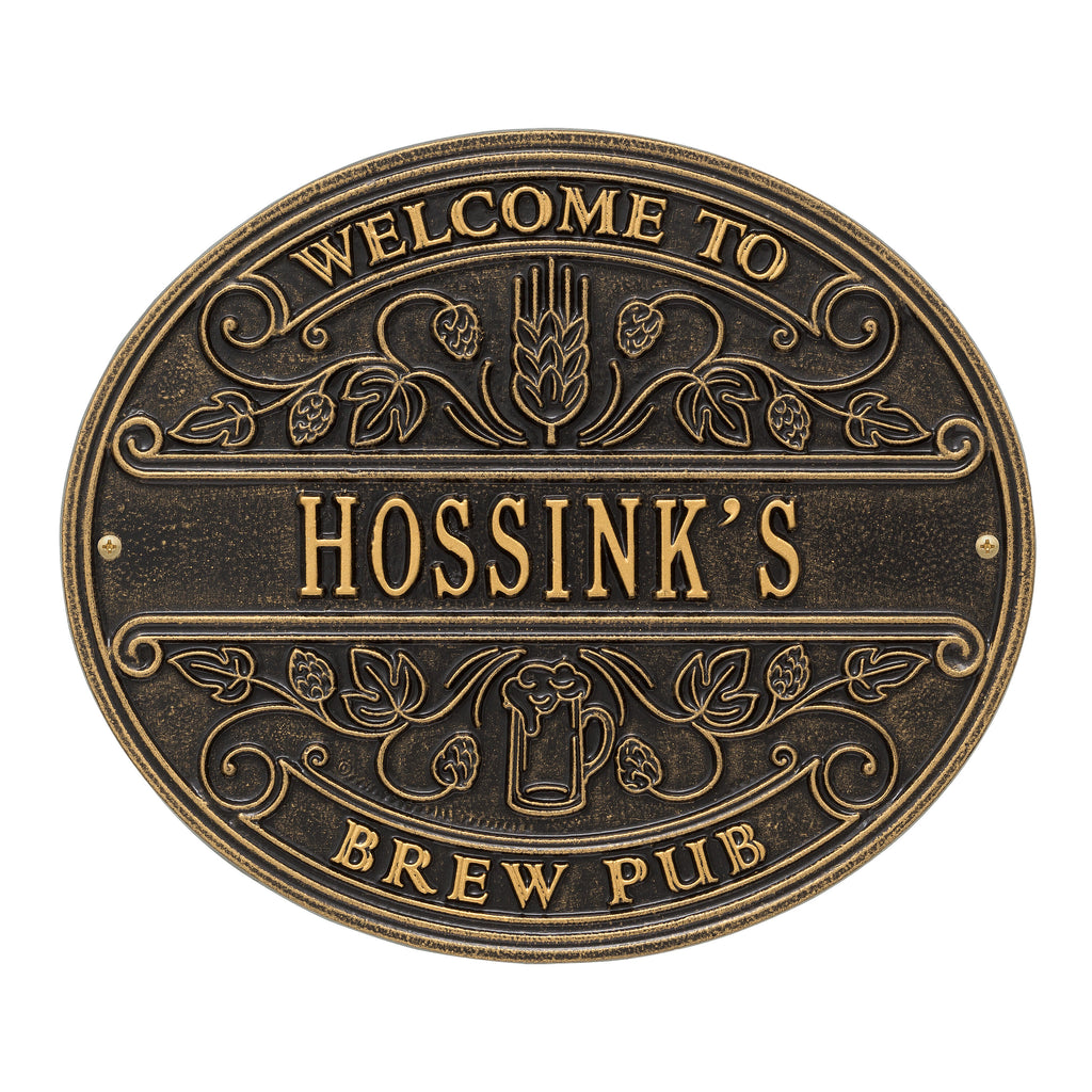 Brew Pub Welcome Plaque: Black / Gold original Whitehall photograph