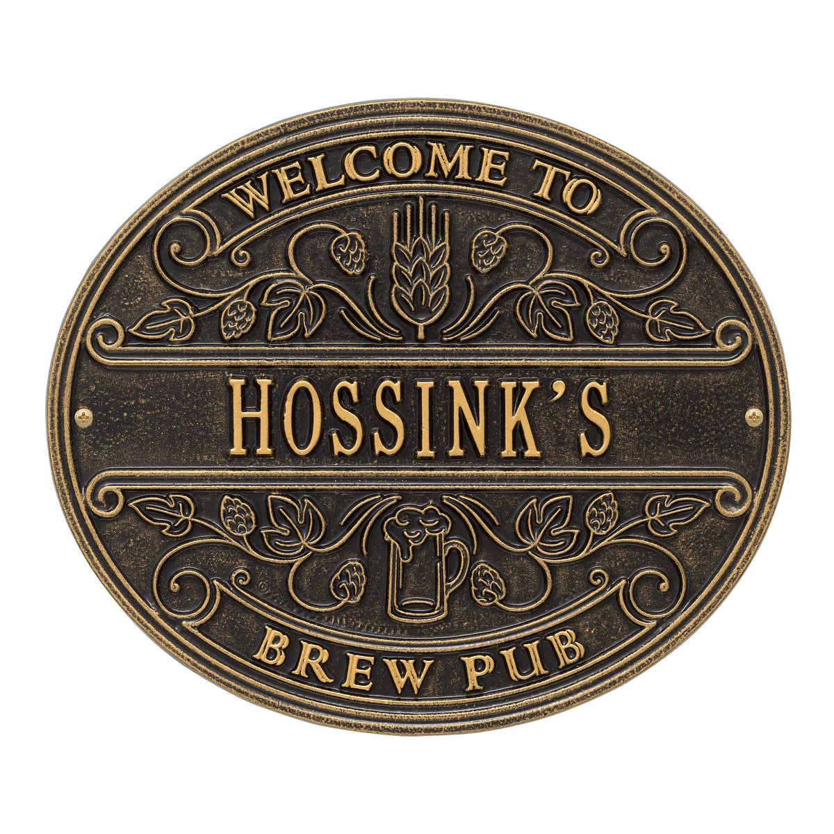 Brew Pub Welcome Plaque: Black / Gold original Whitehall photograph