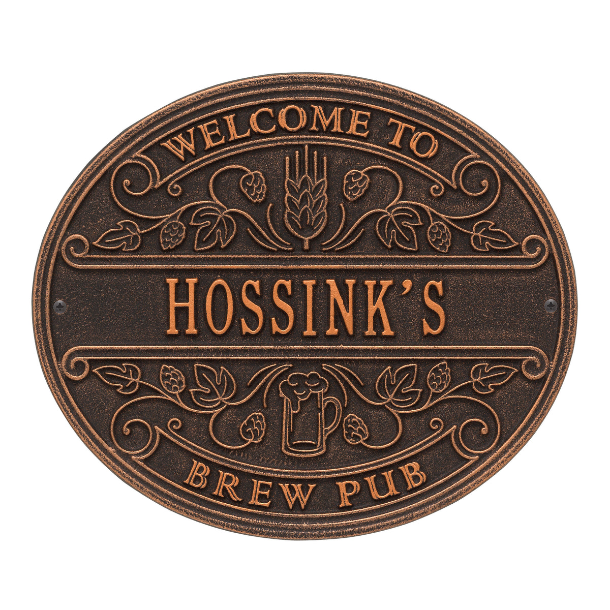 Brew Pub Welcome Plaque: Oil Rubbed Bronze original Whitehall photograph