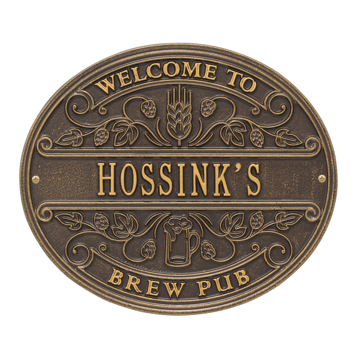 Brew Pub Welcome Plaque: Dark Bronze / Gold original Whitehall photograph