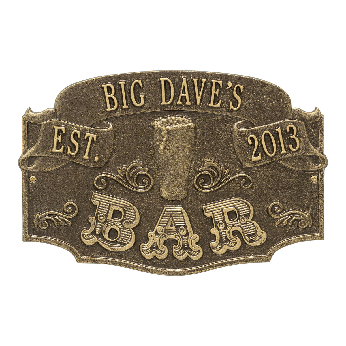 Established Bar Plaque: Antique Brass original Whitehall photograph