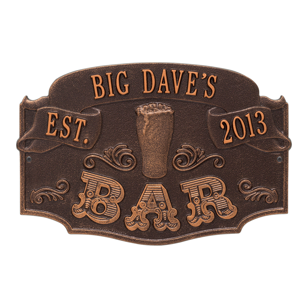 Established Bar Plaque: Antique Copper original Whitehall photograph