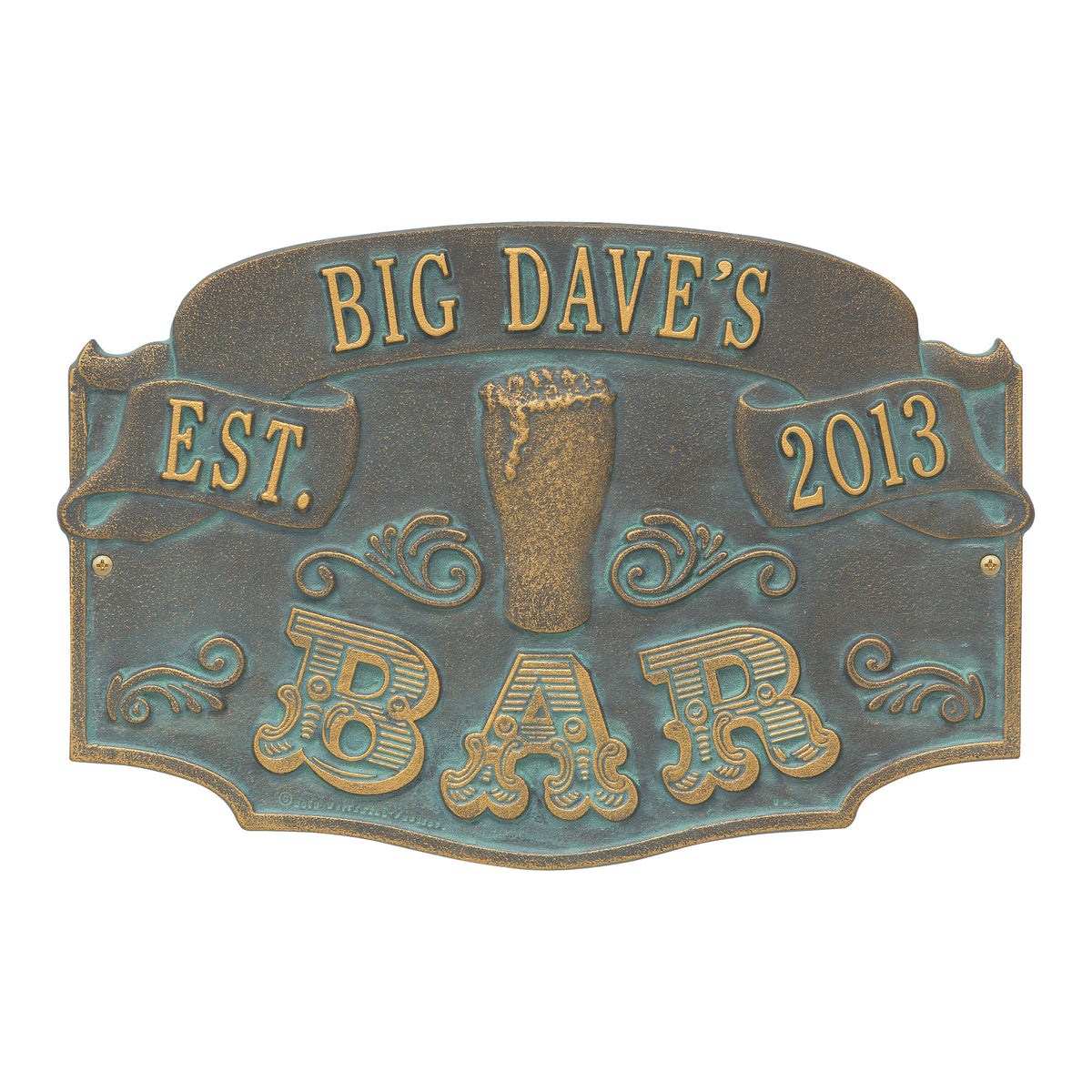 Established Bar Plaque: Bronze Verdigris original Whitehall photograph