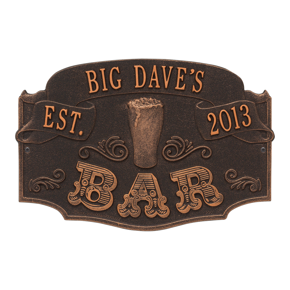 Established Bar Plaque: Oil Rubbed Bronze original Whitehall photograph