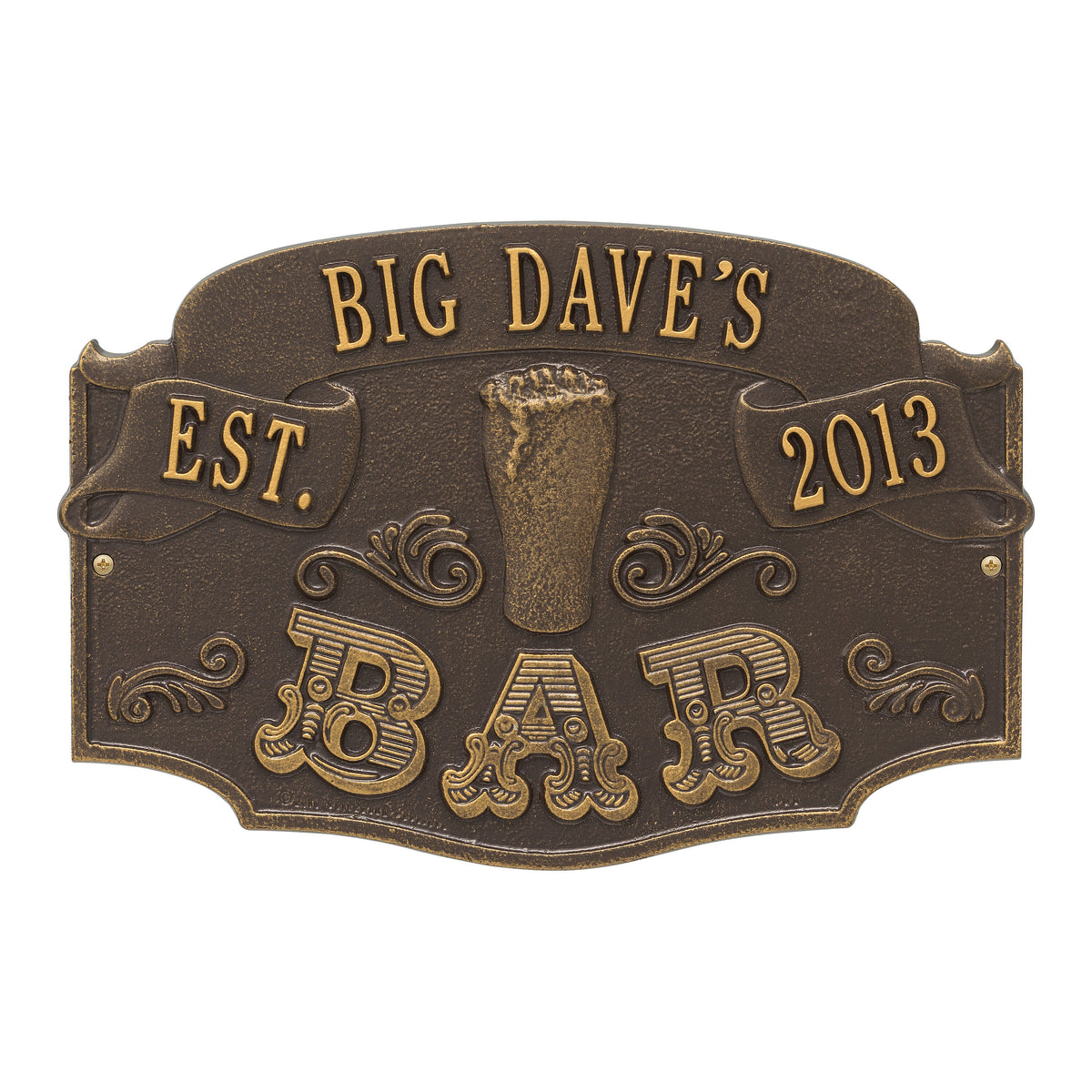 Established Bar Plaque: Dark Bronze / Gold original Whitehall photograph