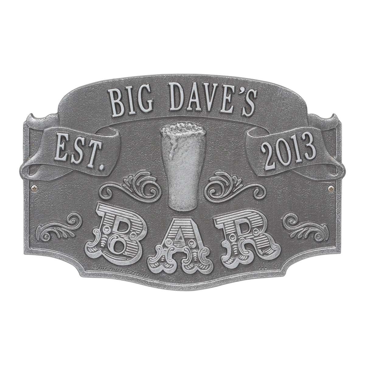 Established Bar Plaque: Pewter / Silver original Whitehall photograph