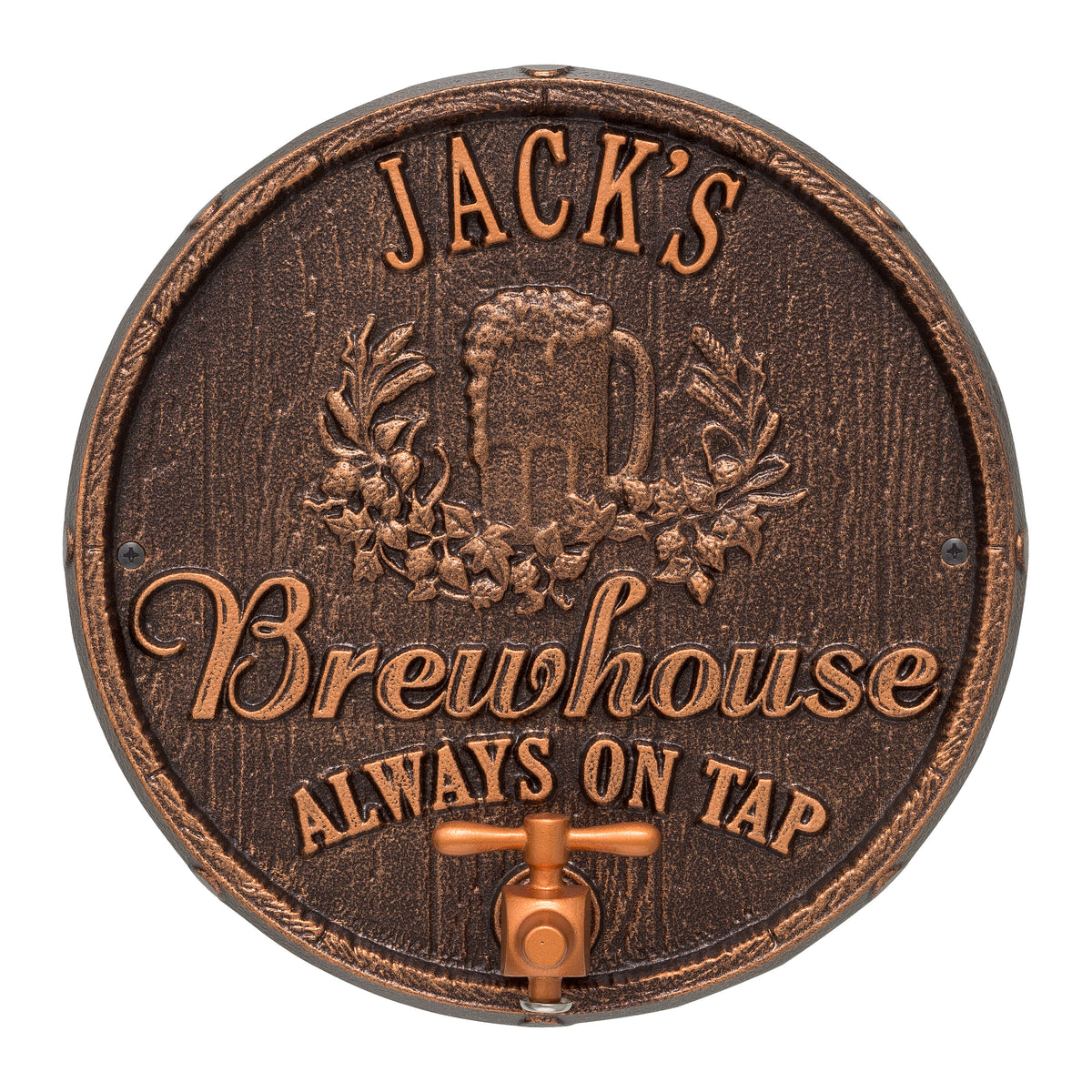 Oak Barrel Beer Pub Plaque: Antique Copper original Whitehall photograph
