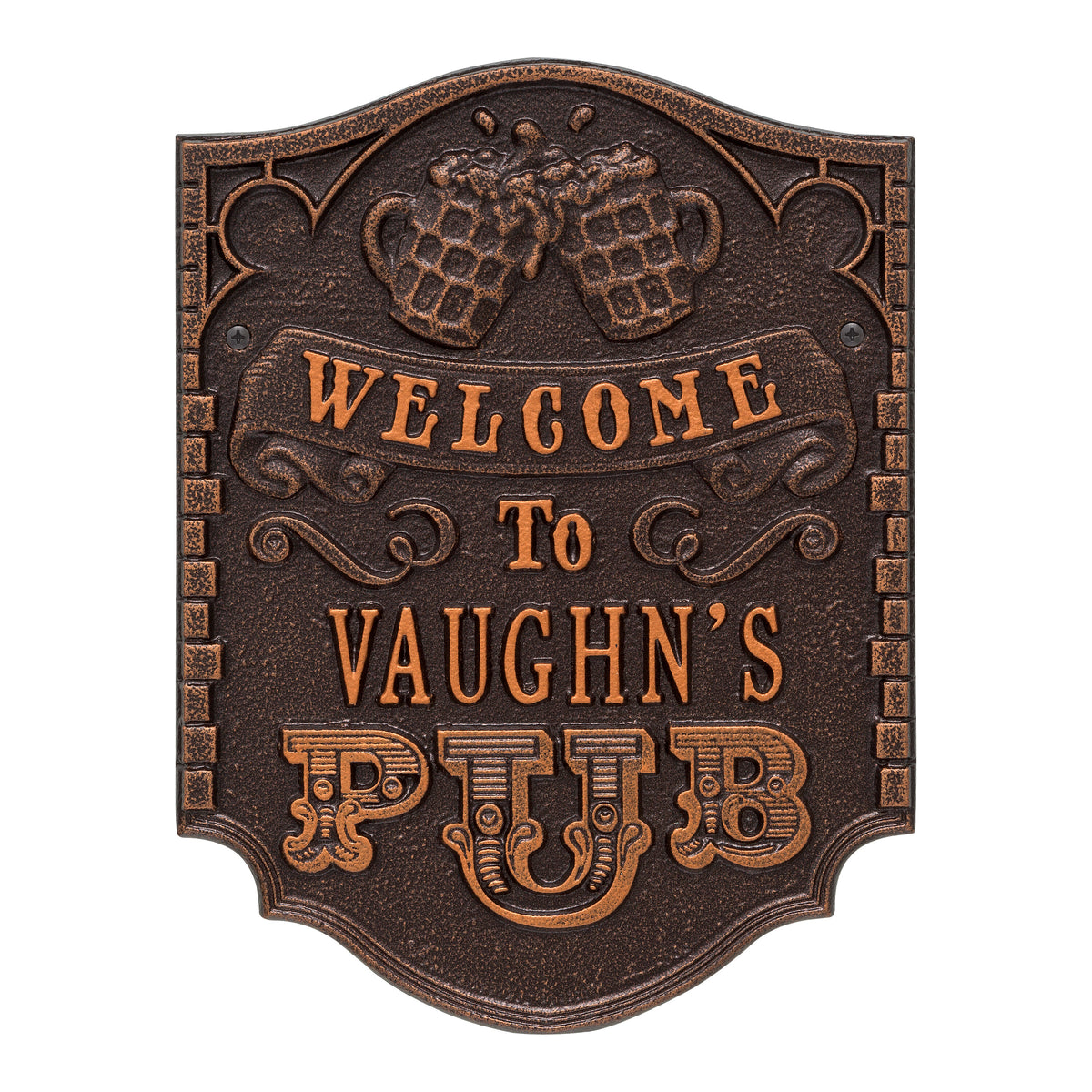 Personalized Pub Welcome Plaque: Antique Copper original Whitehall photograph