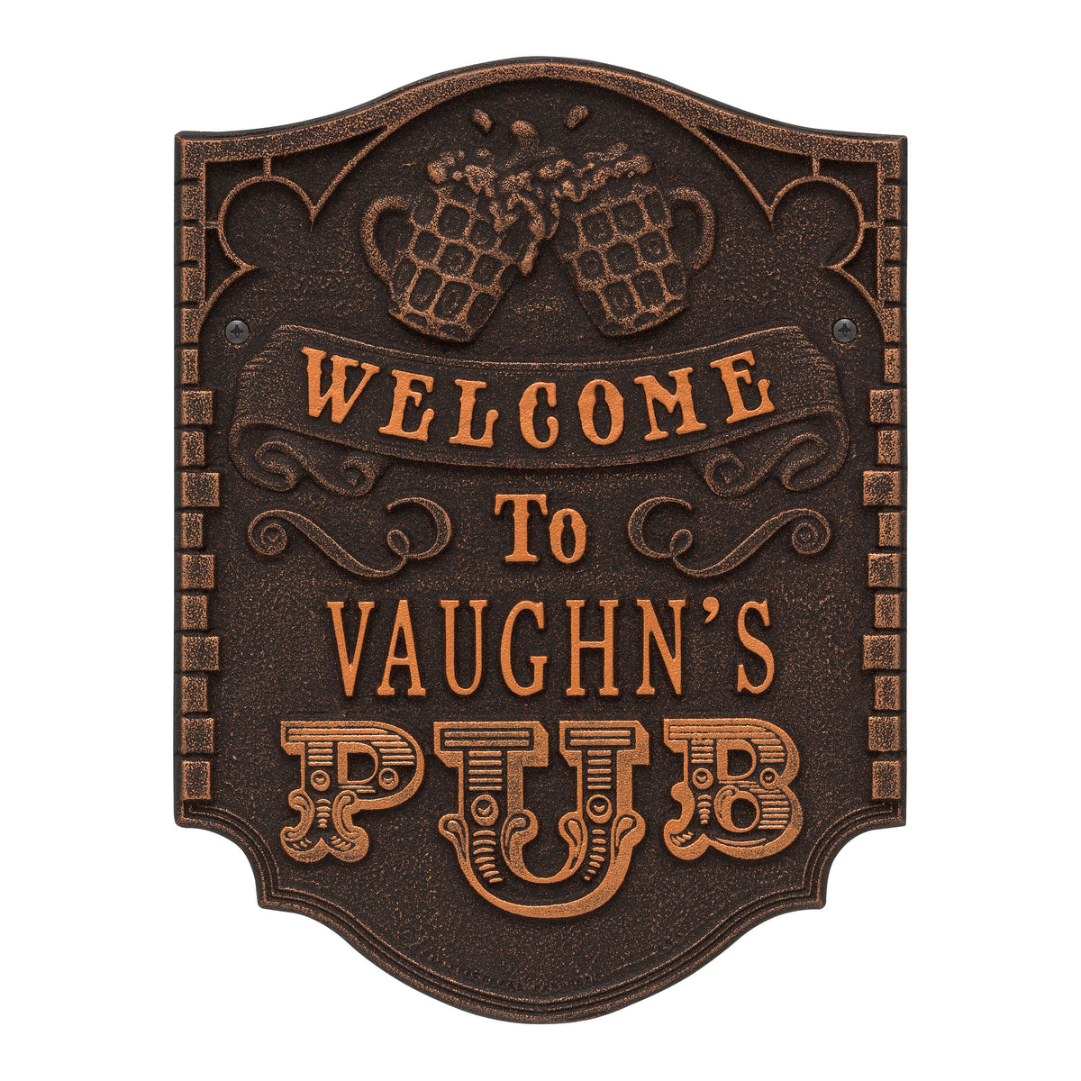 Personalized Pub Welcome Plaque: Oil Rubbed Bronze original Whitehall photograph